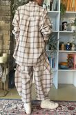 Patrick Plaid Brushed Cotton Edwardian Blouse Mocha Blush